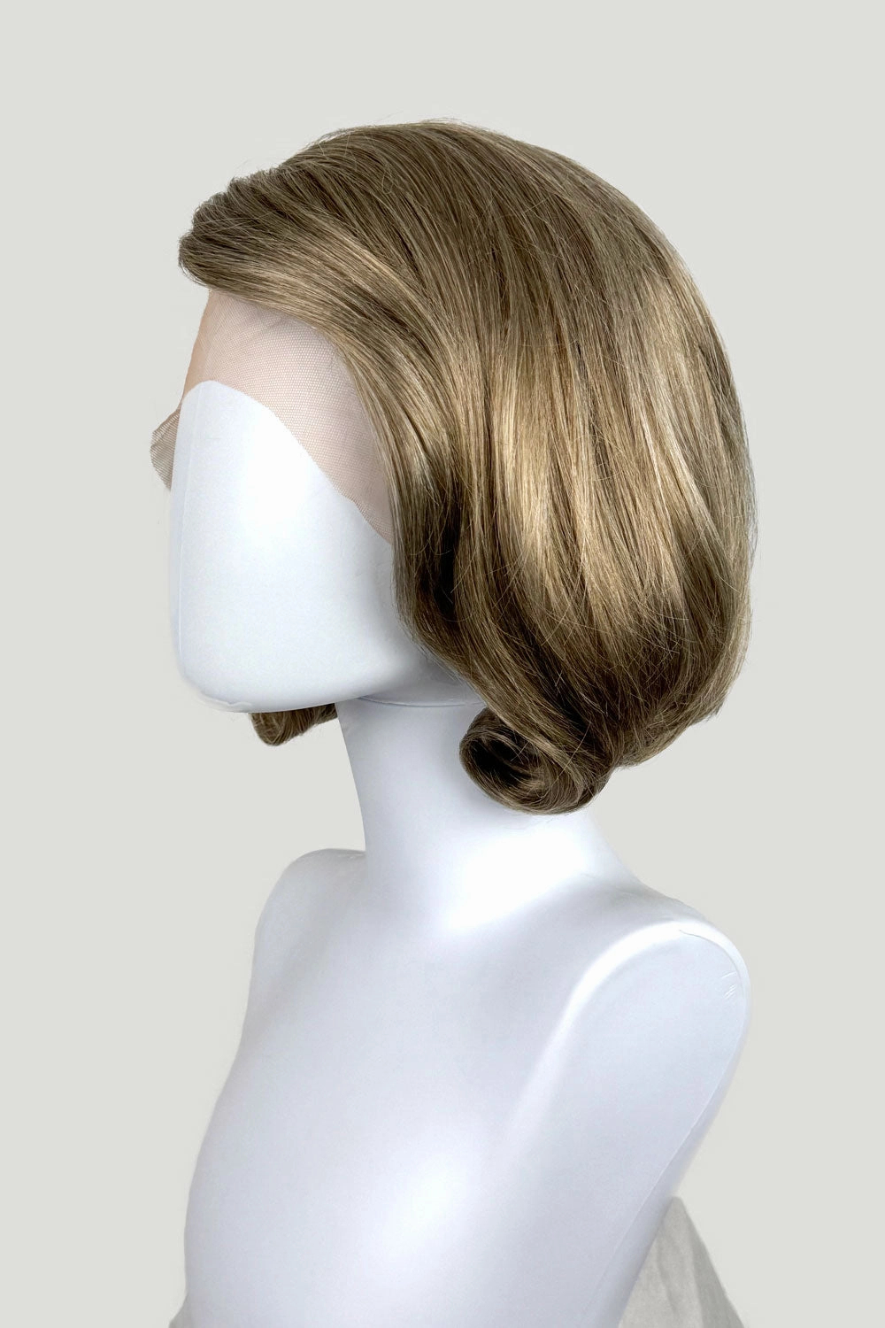 Dark golden wig, lace front, rockabilly style with victory rolls: Bobbie
