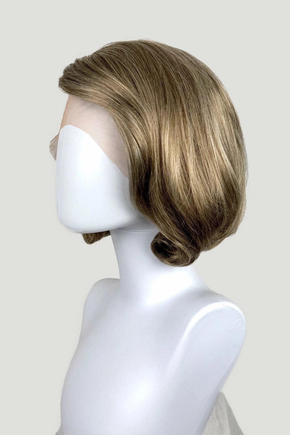 Dark golden wig, lace front, rockabilly style with victory rolls: Bobbie