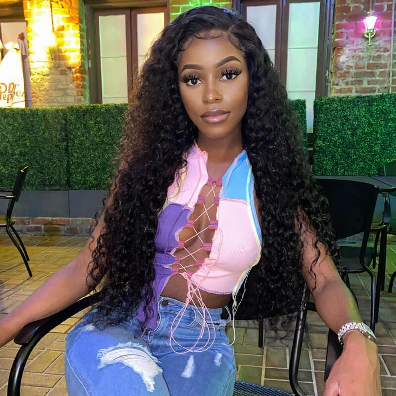 Deep Wave 360 Lace Front Wigs Pre Plucked Natural Hairline Real Human Hair Wigs for Black Women-GeetaHair