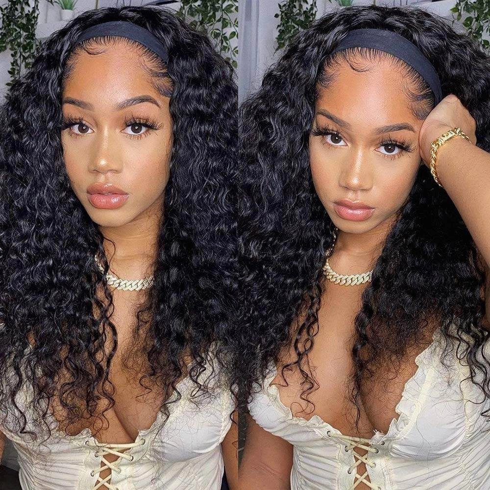 Deep Wave Headband Wig 150% Density For Black Women Convenient And Zero Skill Needed-Geeta Hair