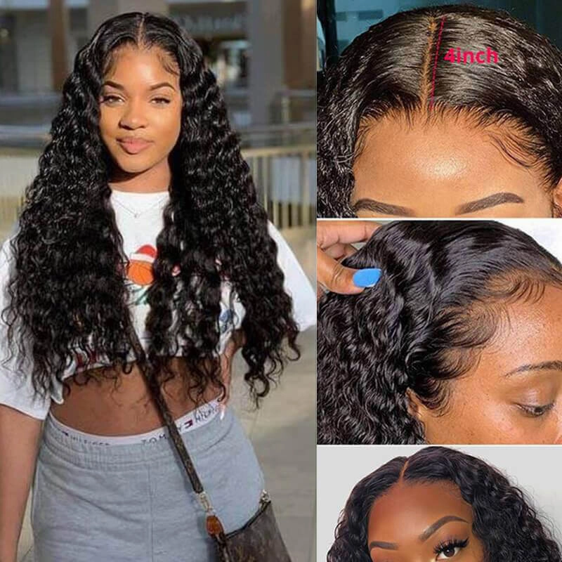 Deep Wave T-part Lace Front Wig Glueless Human Hair Wig-Geeta Hair