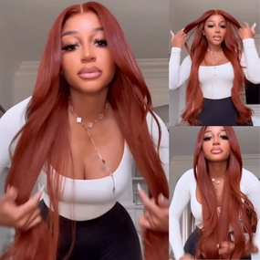 Drak Red Body Wave Lace Front Human Hair Wig 13x4 Red Brown HD Lace Frontal Wig Preplucked