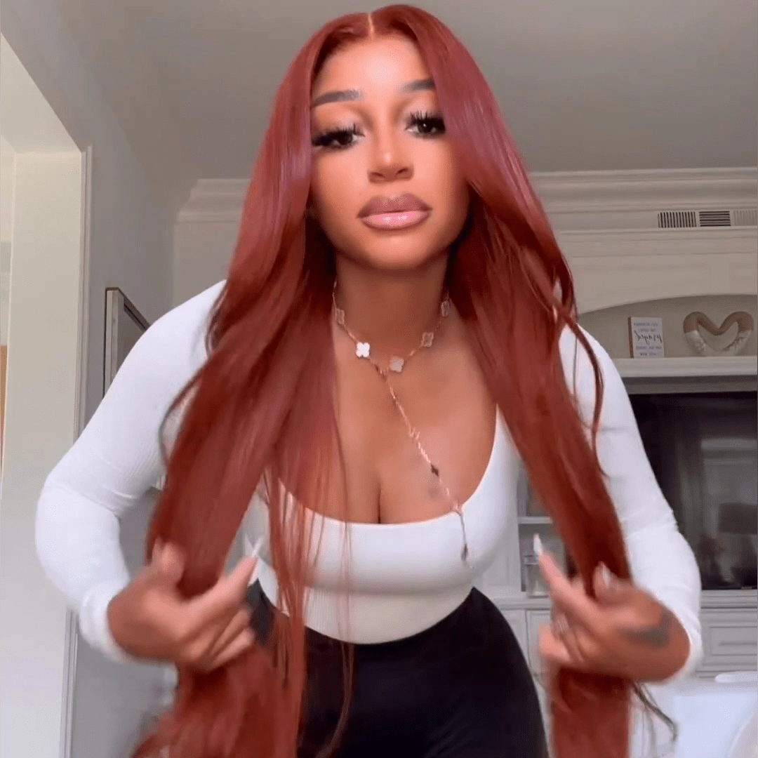 Drak Red Body Wave Lace Front Human Hair Wig 13x4 Red Brown HD Lace Frontal Wig Preplucked