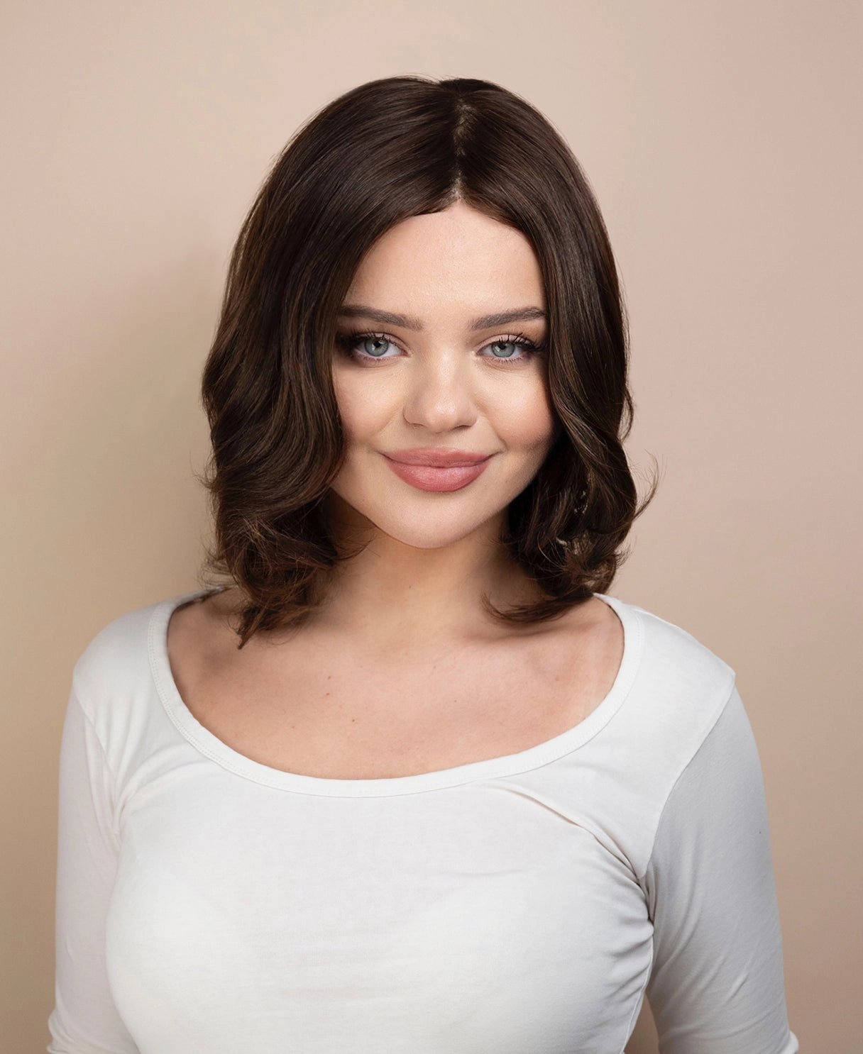 european virgin hair wig - 10" medium brown.