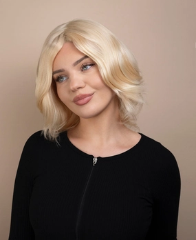 european virgin hair wig - 8" light blonde.