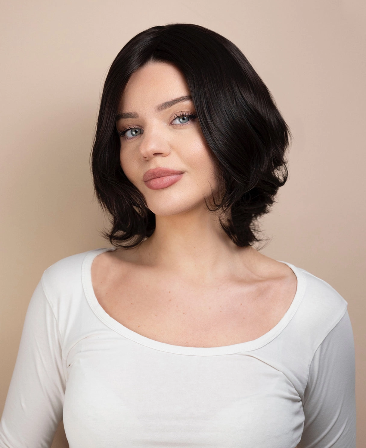 european virgin hair wig - 8" natural black.