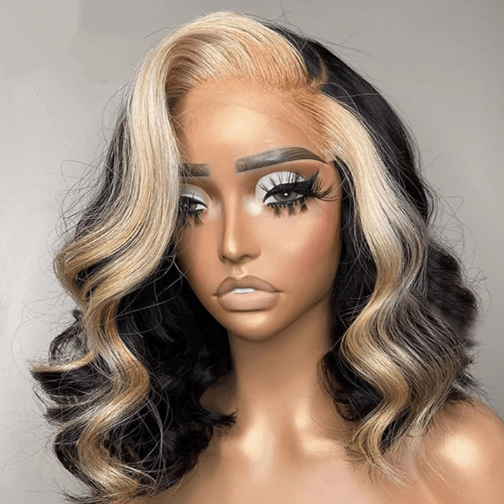 Flash Sale: Buy 180% Density Deep Wave 13*6 HD Lace Wig, Get 4*4 Skunk Stripe Bob Wig For Free