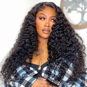Flash Sale Glueless Deep Wave Pre Cut HD Transaparent Lace Human Hair Wigs-Geeta Hair