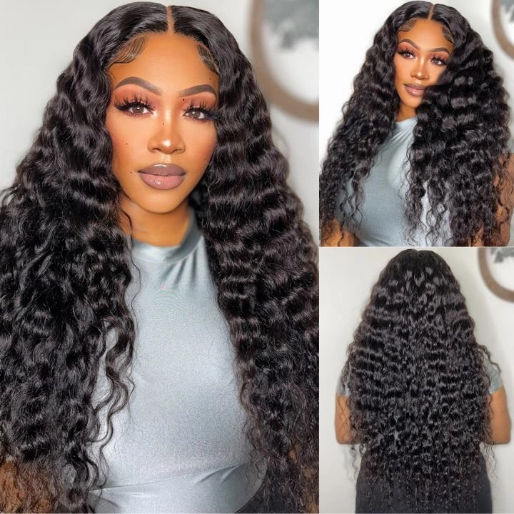 Flash Sale Glueless Deep Wave Pre Cut HD Transaparent Lace Human Hair Wigs-Geeta Hair