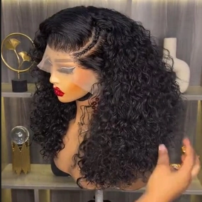 Full 250% Density Glueless Wig Resilient Curly 13x4 Lace Front Bob Wig Curly Human Hair Bob Wigs Pre Plucked