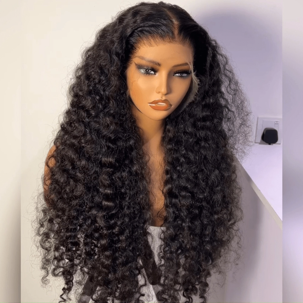 Full 300% Density Deep Wave Glueless Wig 13x4 HD Lace Front Wig Pre Plucked Hairline 100% Real Human Hair Wig