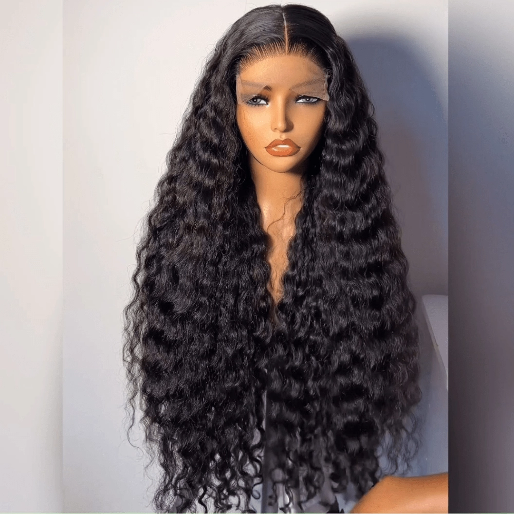 Full 300% Density Deep Wave Glueless Wig 13x4 HD Lace Front Wig Pre Plucked Hairline 100% Real Human Hair Wig