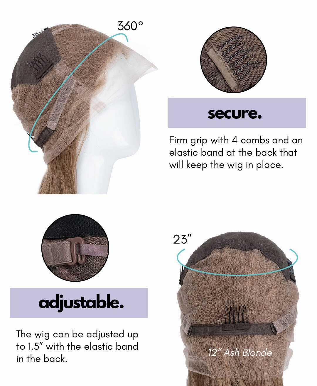 full lace human wig - 12" chocolate brown.