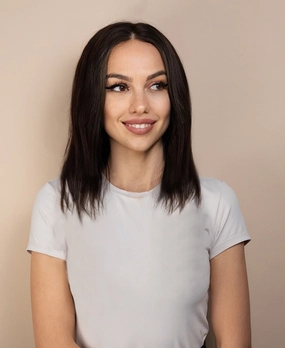 full lace human wig - 12" chocolate brown.