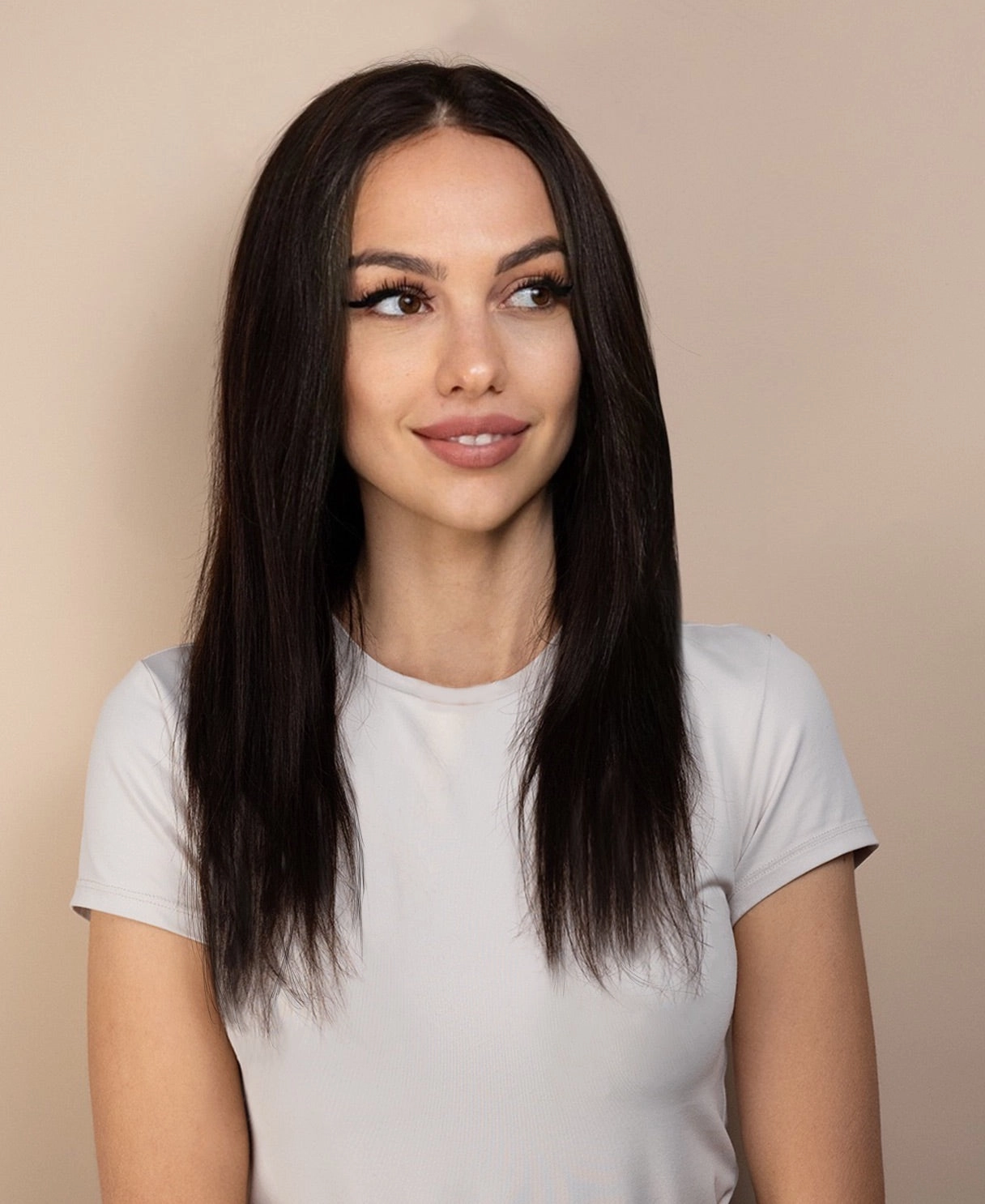 full lace human wig - 14" chocolate brown.