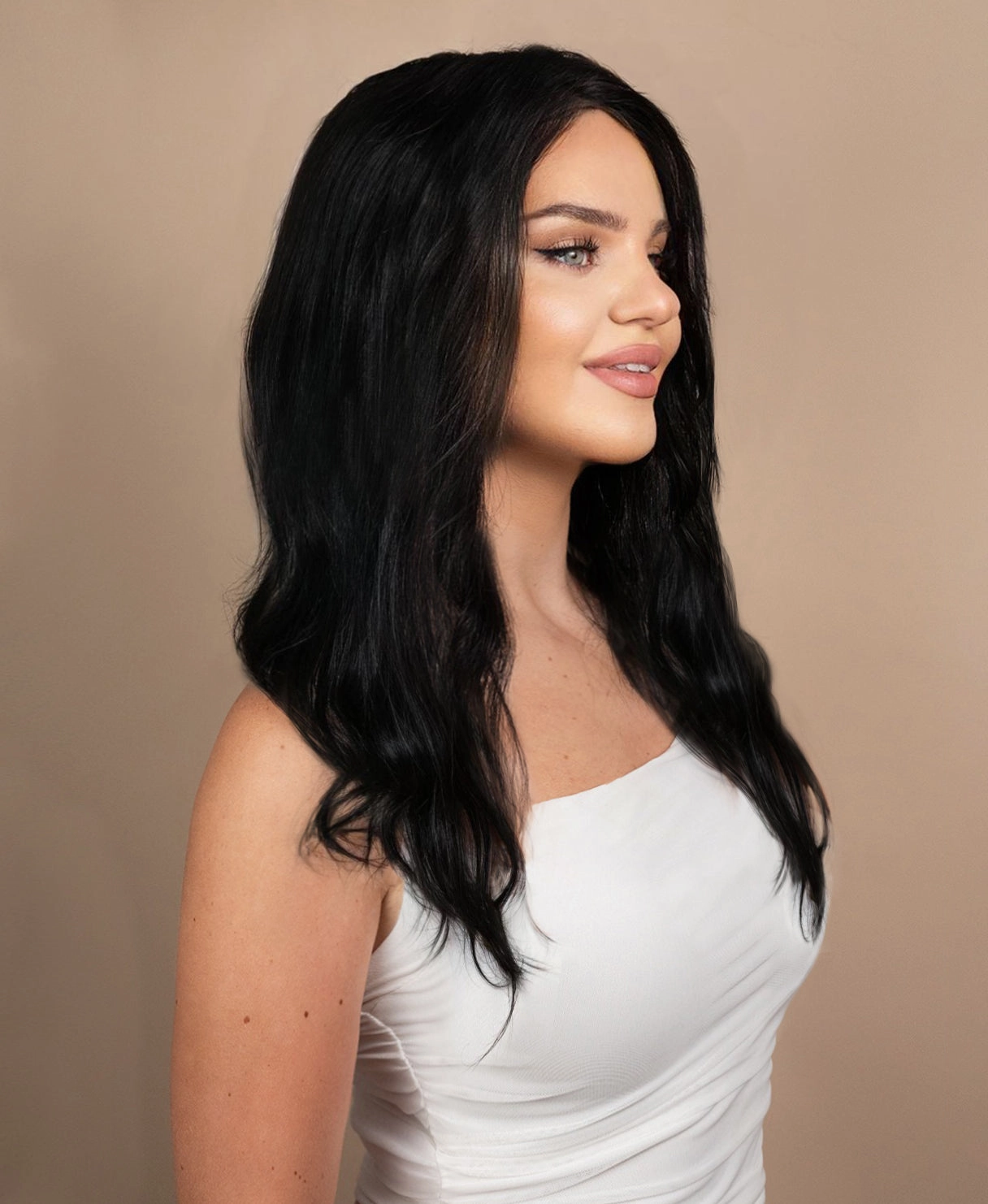 full lace human wig - 14" natural black.