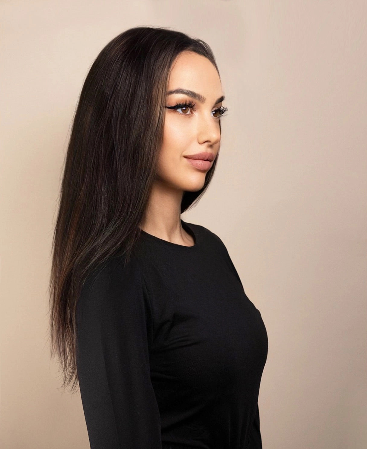 full lace human wig - 16" chocolate brown.