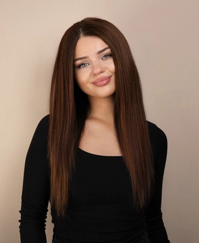 full lace human wig - 20" medium brown.