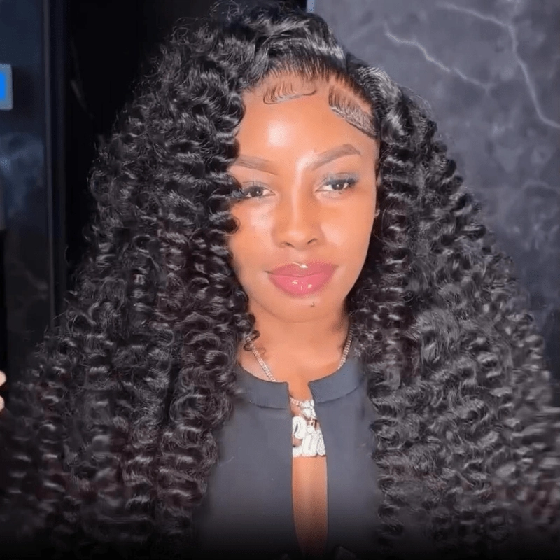 Full Tight Curly Glueless Wig Human Hair 7x5 Pre Cut Lace Wig Pre Plucked 180% Density