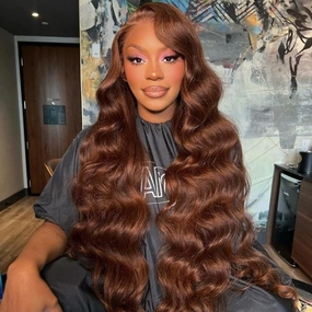 Funky Colored Wigs | Glueless 13x4/6x4.5 Chestnut Brown Body Wave HD Transaparent Pre Cut Lace Human Hair Wigs With Breathable Cap Air Wig-Geeta Hair