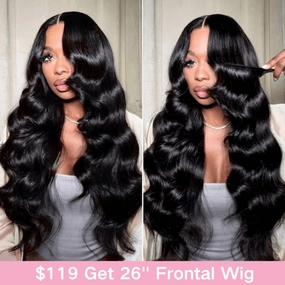 Geeta $119=26inch 13x4 Lace Frontal Wig Body Wave 200% Density 100% Human Hair Flash Sale