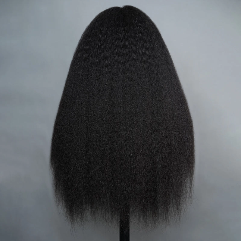 Geeta 13x4 Pre Everything Kinky Straight Lace Frontal Put On And Go Invisi Drawstring Human Hair Wig