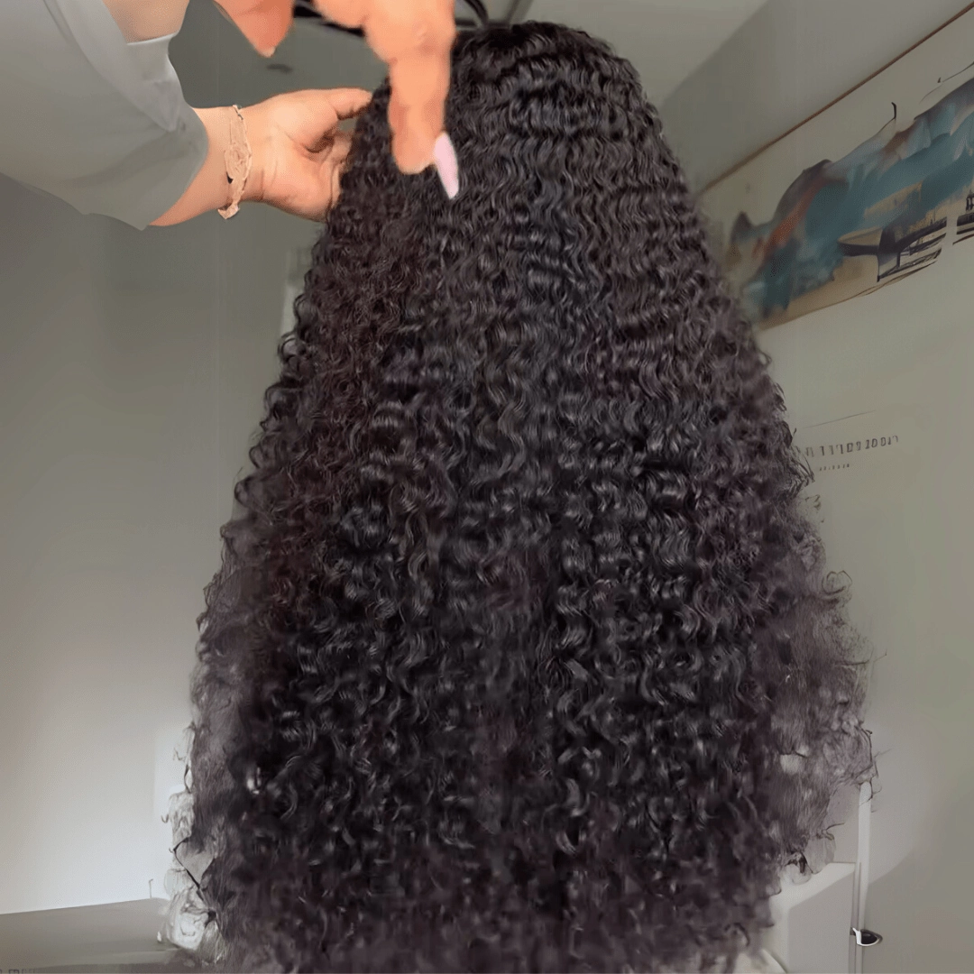 Geeta 300% Density Put On And Go Glueless Spanish Curly 13x4 Lace Front Pre Plucked 100% Human Hair Wigs