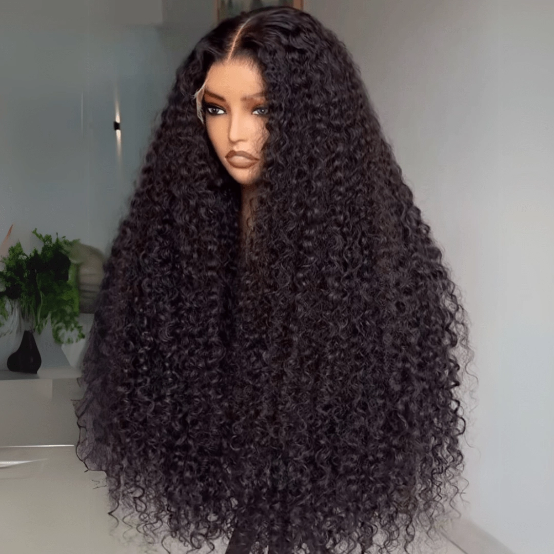 Geeta 300% Density Put On And Go Glueless Spanish Curly 13x4 Lace Front Pre Plucked 100% Human Hair Wigs