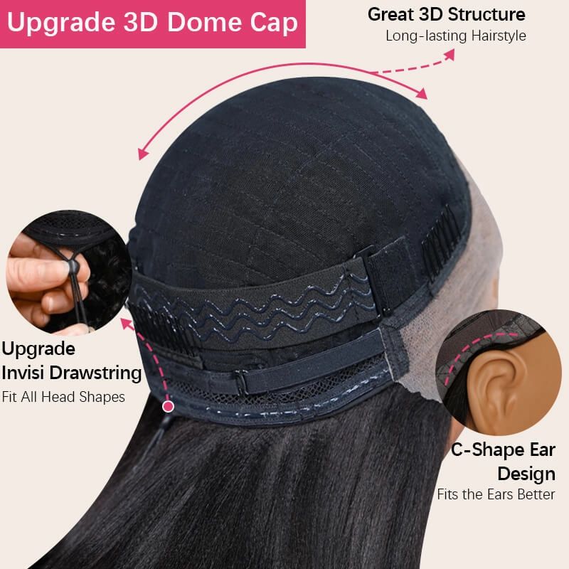 Geeta 7x5 Lace Yaki Straight Glueless Put On And Go Short Bob Wig 13x4 Lace Frontal Invisi Drawstring Flash Sale