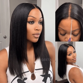 Geeta 7x5 Lace Yaki Straight Glueless Put On And Go Short Bob Wig 13x4 Lace Frontal Invisi Drawstring Flash Sale