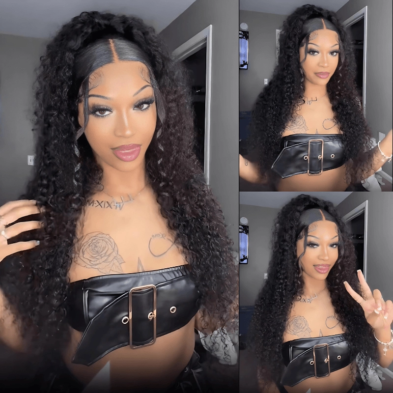 Geeta Black Curly 13x4 HD Lace Front Wig 100% Virgin Human Hair Wigs Pre Plucked Hairline
