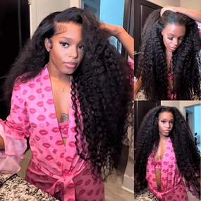 Geeta Black Curly 13x4 HD Lace Front Wig 100% Virgin Human Hair Wigs Pre Plucked Hairline