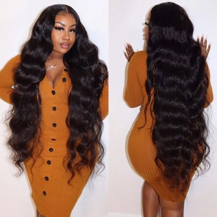 Geeta Black Hair Body Wave HD Lace Front Wig Super Long Length Human Hair Wigs For Women