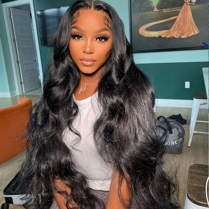 Geeta Black Hair Body Wave HD Lace Front Wig Super Long Length Human Hair Wigs For Women