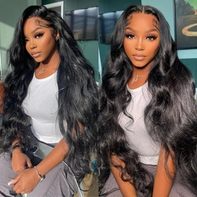 Geeta Black Hair Body Wave HD Lace Front Wig Super Long Length Human Hair Wigs For Women