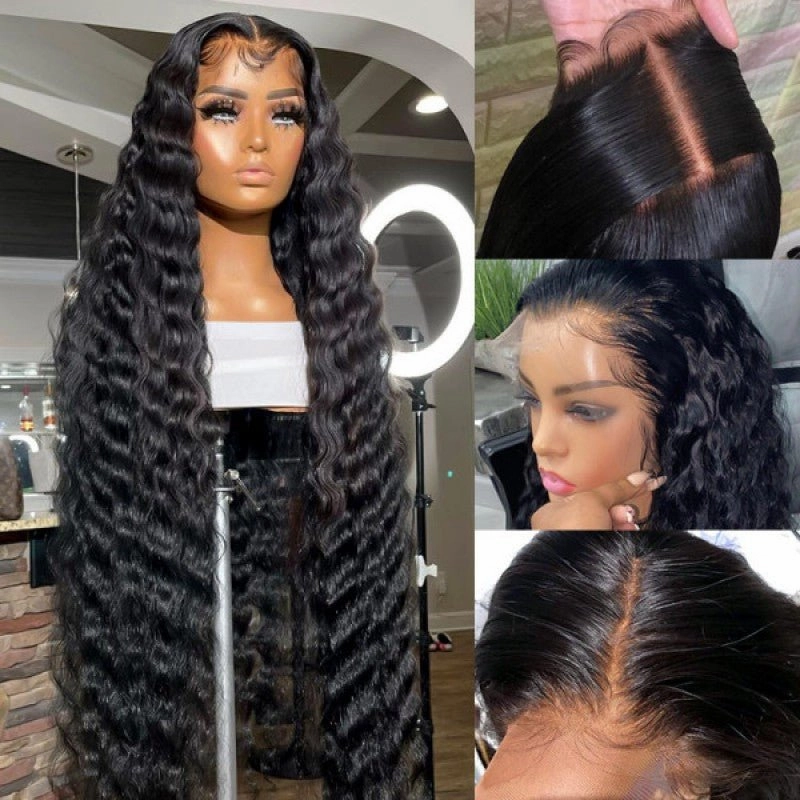 Geeta Black Hair Loose Deep Wave HD Lace Front Wig Super Long Length Human Hair Wigs For Women