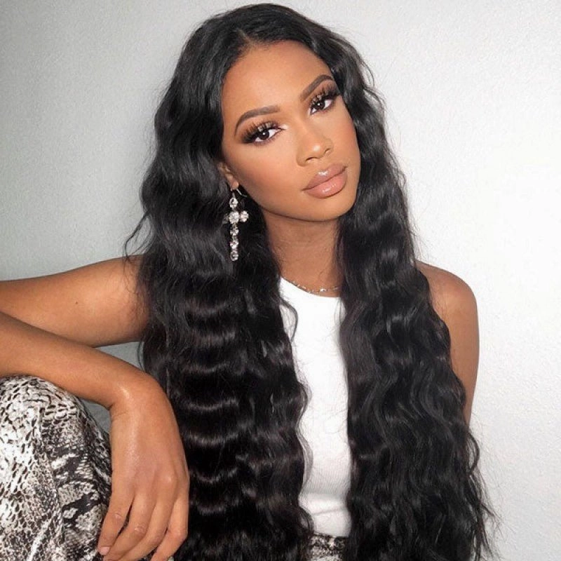 Geeta Black Hair Loose Deep Wave HD Lace Front Wig Super Long Length Human Hair Wigs For Women