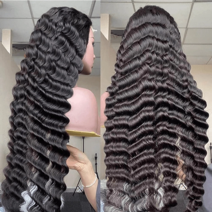 Geeta Black Hair Loose Deep Wave HD Lace Front Wig Super Long Length Human Hair Wigs For Women