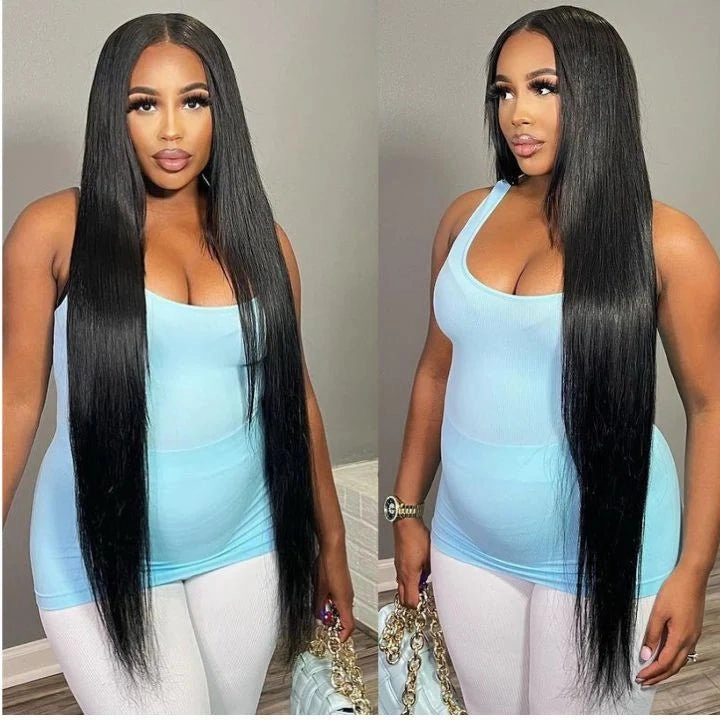 Geeta Black Hair Straight HD Lace Front Wig Super Long Length Human Hair Wigs For Women