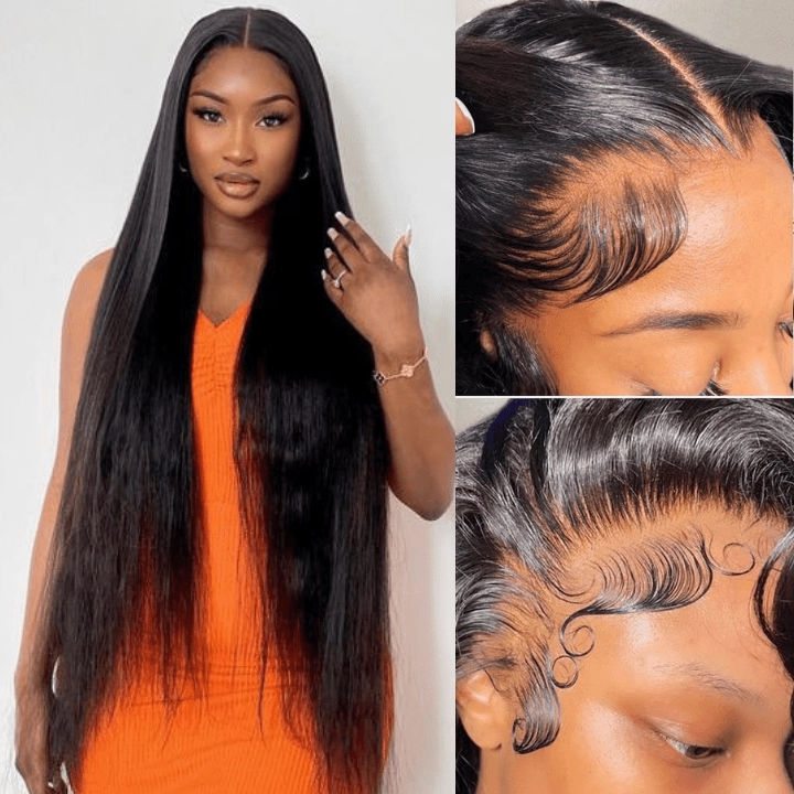 Geeta Black Hair Straight HD Lace Front Wig Super Long Length Human Hair Wigs For Women
