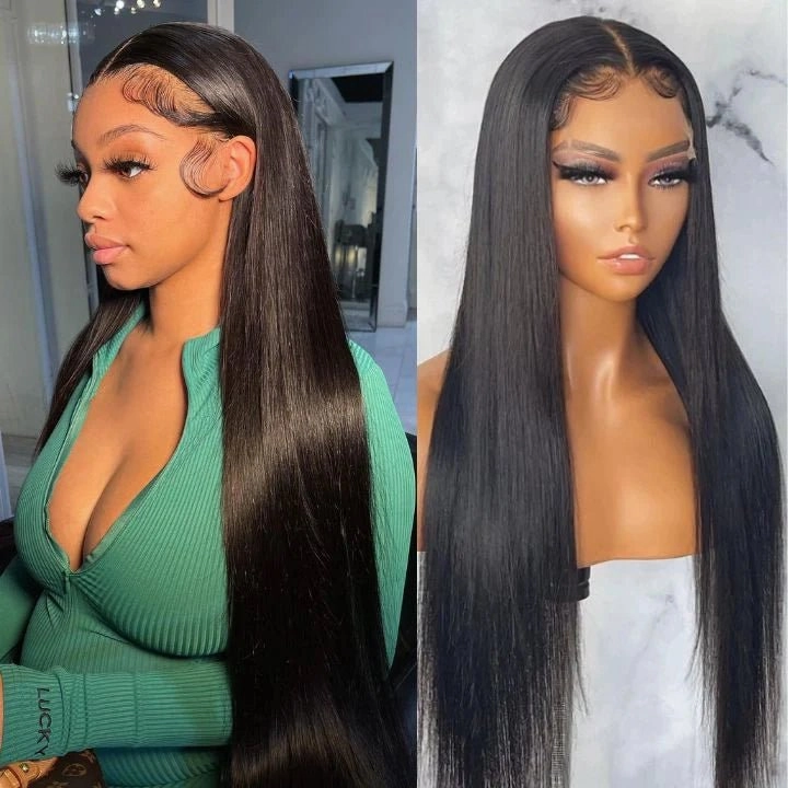Geeta Black Hair Straight HD Lace Front Wig Super Long Length Human Hair Wigs For Women