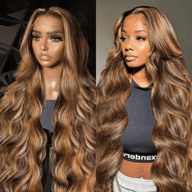 Geeta Body Wave Honey Blonde Highlight 13x4 HD Transparent Lace Front Wig 100% Virgin Human Hair Wig