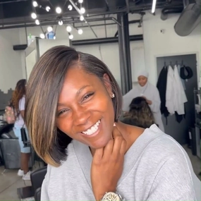 Geeta Brown Highlight Side Part Short Bob Wig Glueless Straight Lace Front Human Hair Wigs Pre Plucked