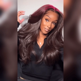 Geeta Chocolate Brown Glueless 13x4 HD Lace Frontal Wigs Body Wave Human Hair Wig