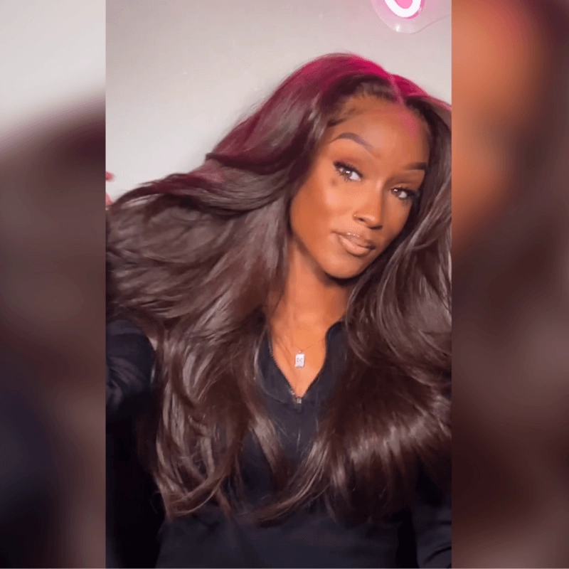 Geeta Chocolate Brown Glueless 13x4 HD Lace Frontal Wigs Body Wave Human Hair Wig