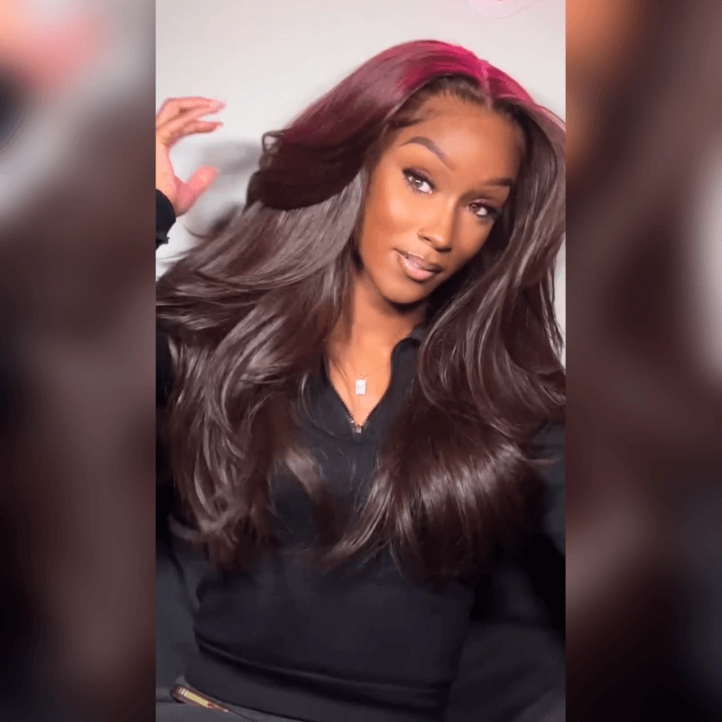 Geeta Chocolate Brown Glueless 13x4 HD Lace Frontal Wigs Body Wave Human Hair Wig