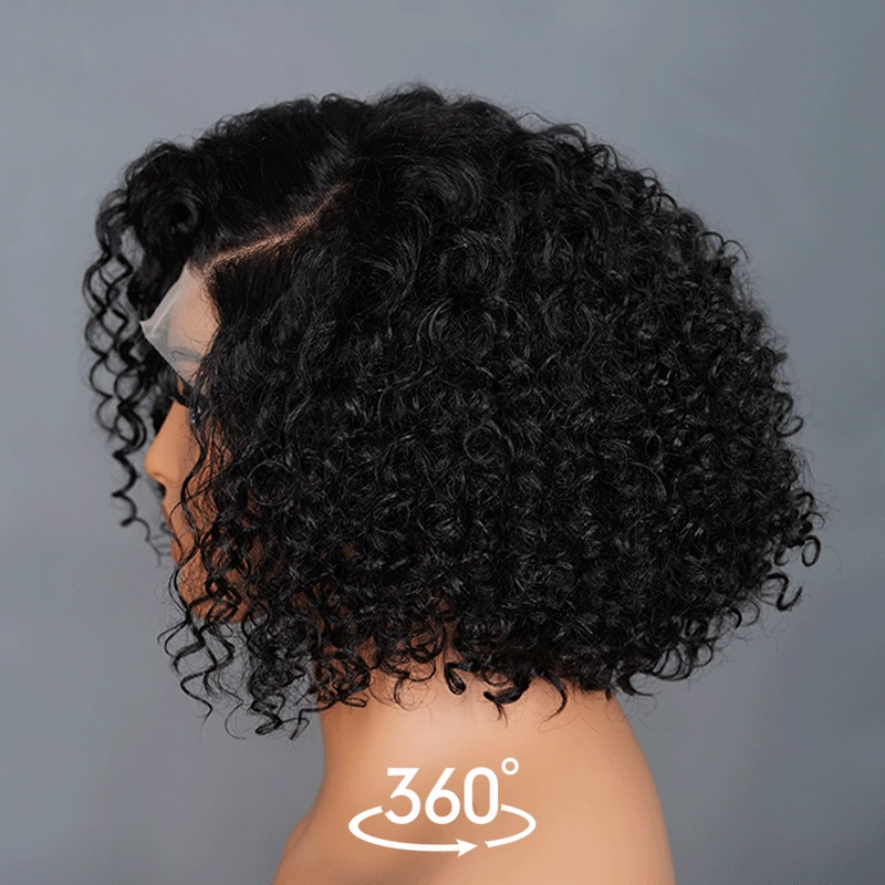 Geeta Curly 5x5 Lace Closure Side Part Glueless Short Bob Wig 100% Human Hair Flash Sale
