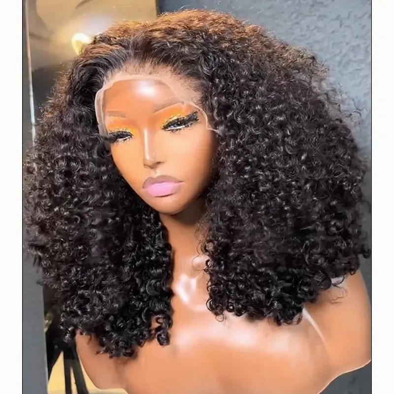 Geeta Glueless Wig Curly Human Hair 13x4 Lace Frontal Curly Wave Bob Wig Pre Plucked Natural Hairline