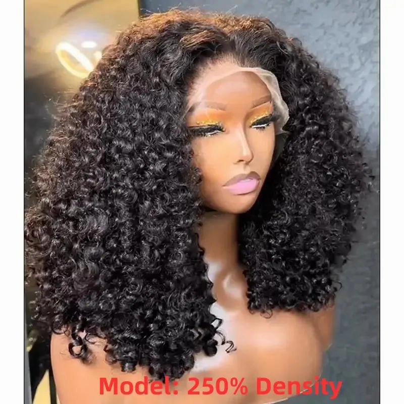 Geeta Glueless Wig Curly Human Hair 13x4 Lace Frontal Curly Wave Bob Wig Pre Plucked Natural Hairline