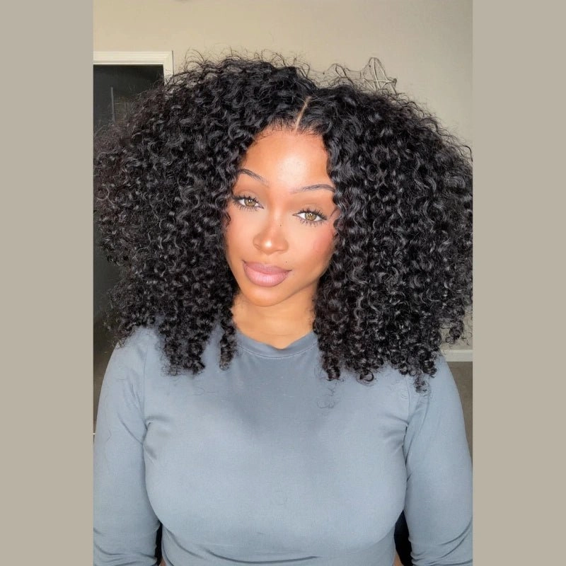 Geeta Glueless Wig Curly Human Hair 13x4 Lace Frontal Curly Wave Bob Wig Pre Plucked Natural Hairline